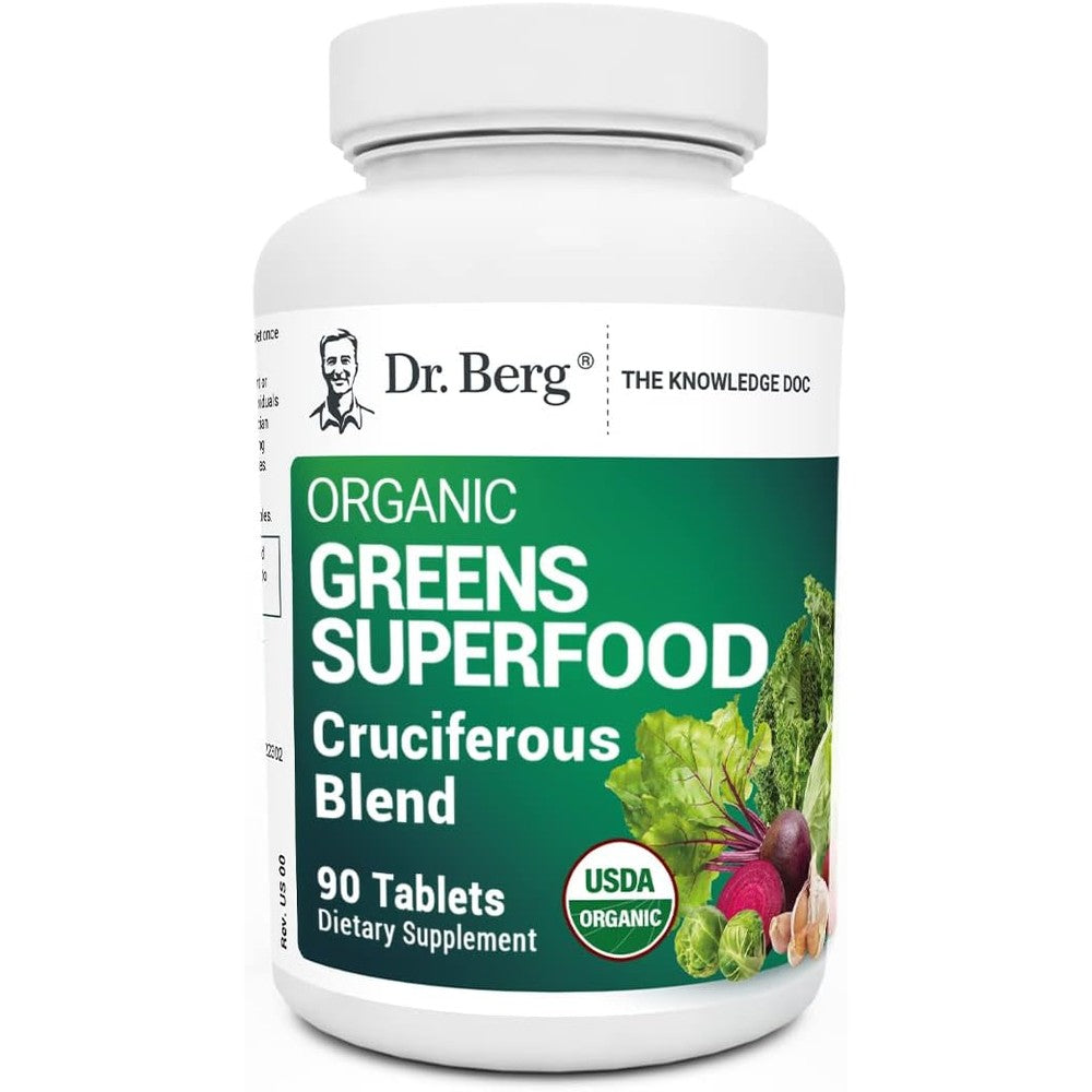 Dr. Berg's Greens Superfood Cruciferous Vegetable Tablets With 11 Phytonutrient Super Greens For Immune Support And Liver Detoxification 90 Tablets