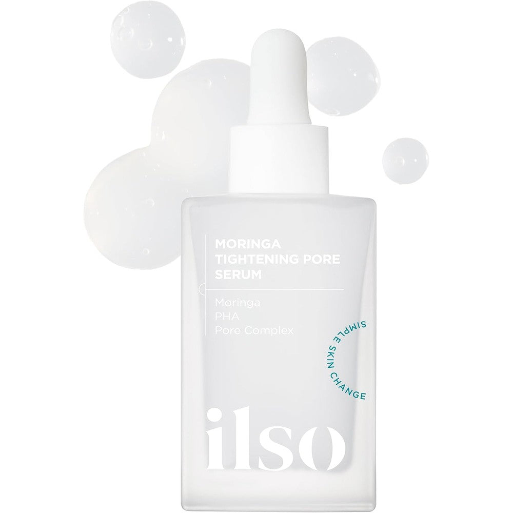 Ilso Moringa Tightening Pore Serum For Enlarged Pores And Skin Elasticity With Polyhydroxy Acid Gentle Exfoliation One Point Zero One Fluid Ounce