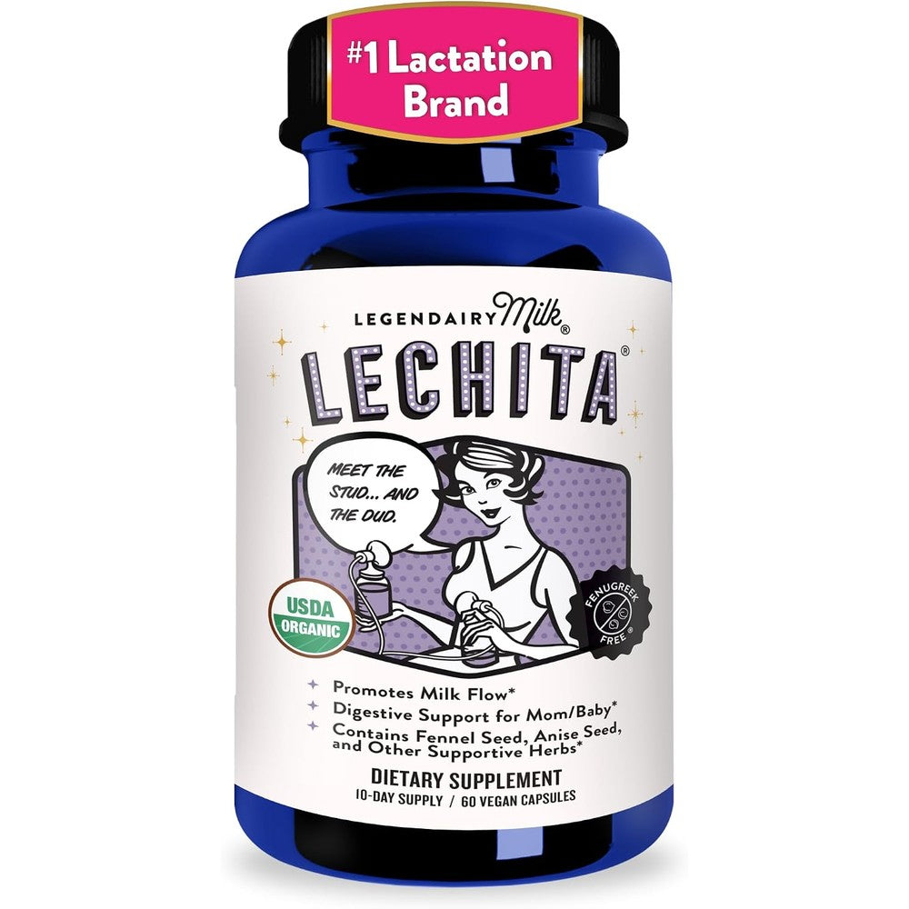 Legendairy Milk Lechita Organic Fenugreek Free Breastfeeding Supplement For Lactation Support With Fennel And Anise Made In USA 180 Vegan Capsules
