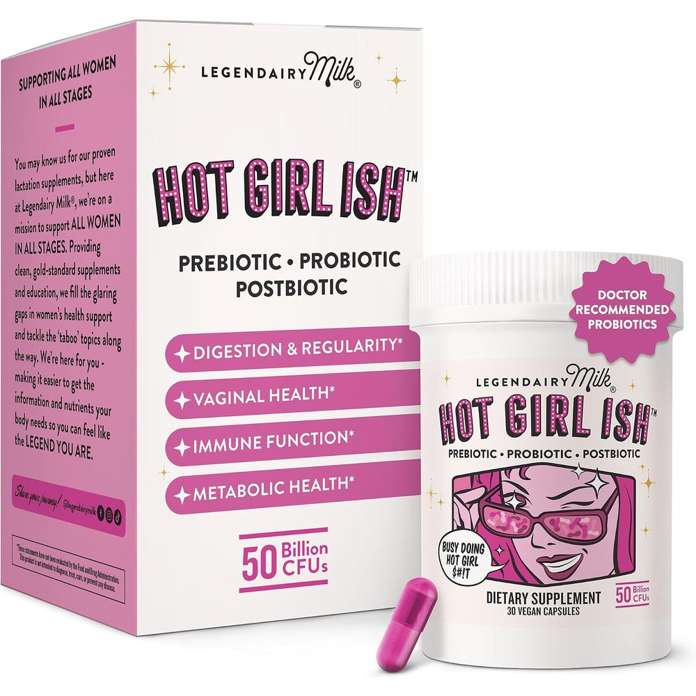 Legendairy Milk Hot Girl Ish Women's Daily Probiotic Supplement With 50 Billion CFU And 20 Probiotic Strains For Gut And Immune Health 30 Vegan Cap...