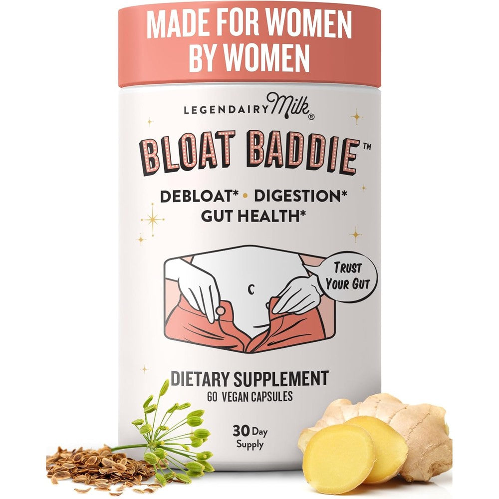 Legendairy Milk Bloat Baddie Digestive Enzymes and Probiotics for Women Gut Health and Bloating Relief Supplement 60 Capsules