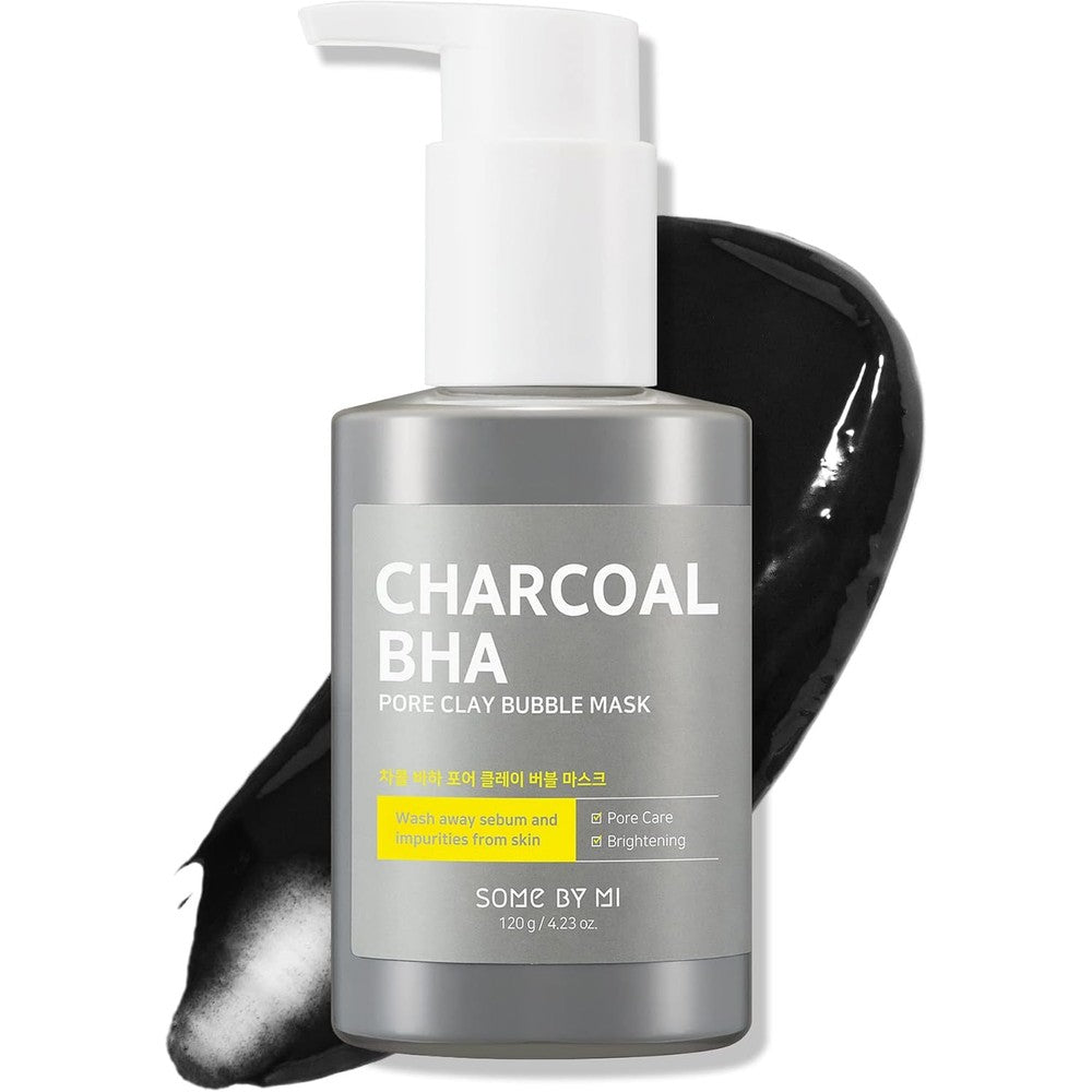 SOME BY MI Charcoal BHA Pore Clay Bubble Mask Exfoliating Face Wash And Salicylic Acid Cleanser For Sebum Control 4.23 Ounce 120 Grams