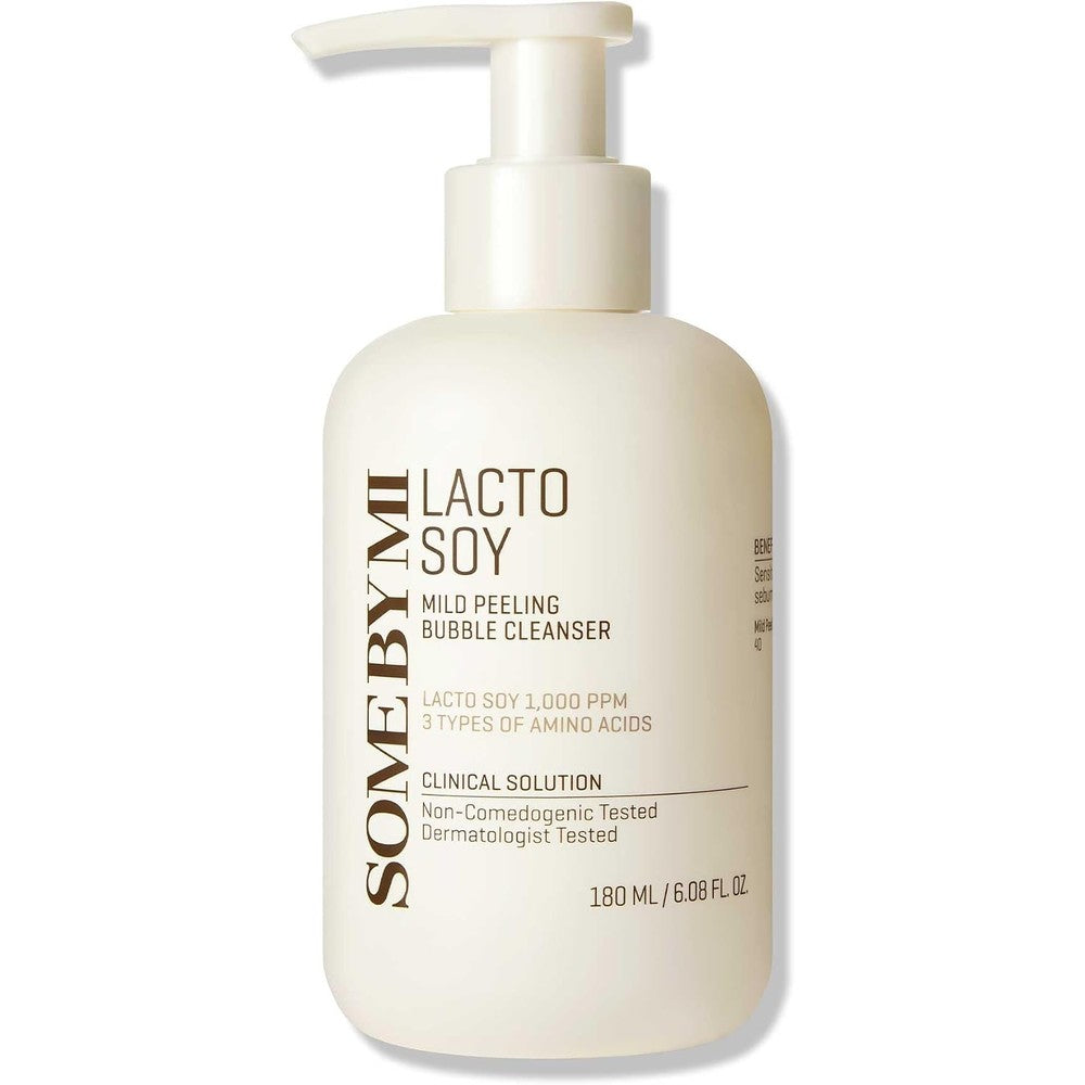 SOME BY MI Lacto Soy Mild Peeling Bubble Cleanser front view showing the 180ml bottle packaging.