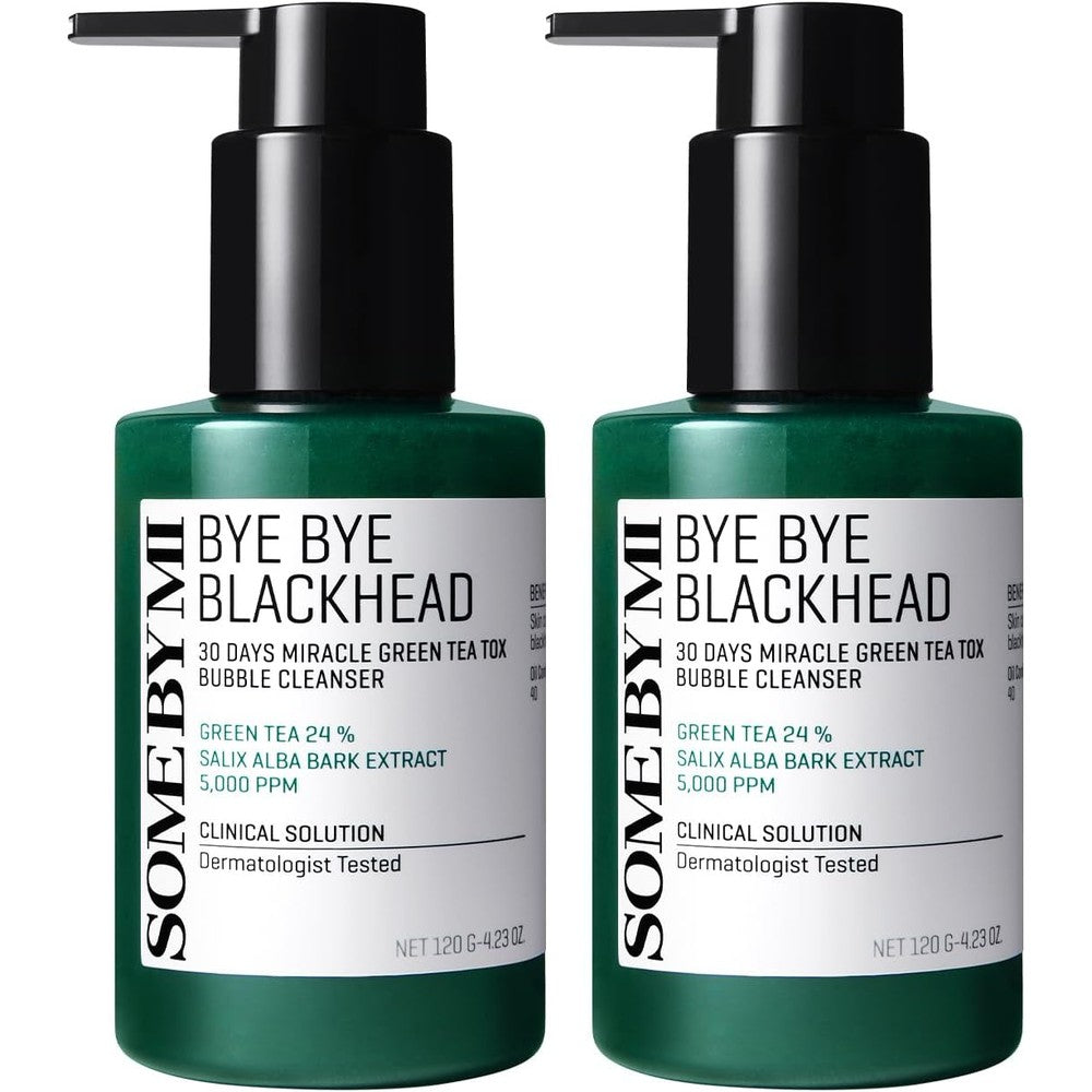 SOME BY MI Bye Bye Blackhead Green Tea Tox Bubble Cleanser Duo Set front view authentic Korean pore care formulation