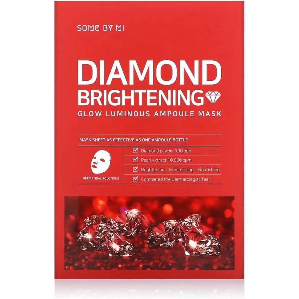 Some By Mi Diamond Brightening Glow Luminous Ampoule Mask Sheet For Radiant Complexion 25 Grams