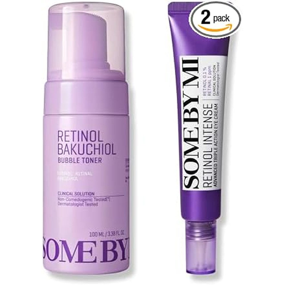 SOME BY MI Retinol Bakuchiol Bubble Toner and Eye Cream set front view for anti aging routine
