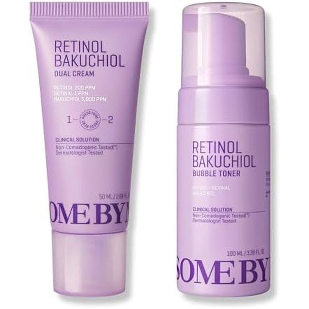 Some By Mi Retinol Bakuchiol Dual Cream and Bubble Toner set front view for anti aging skincare