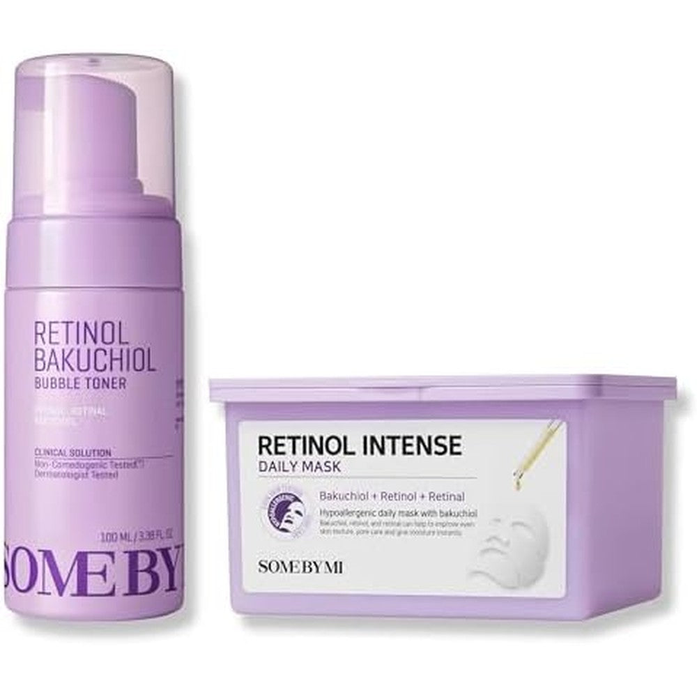 Some By Mi Retinol Bakuchiol Bubble Toner and Retinol Intense Daily Mask set front view