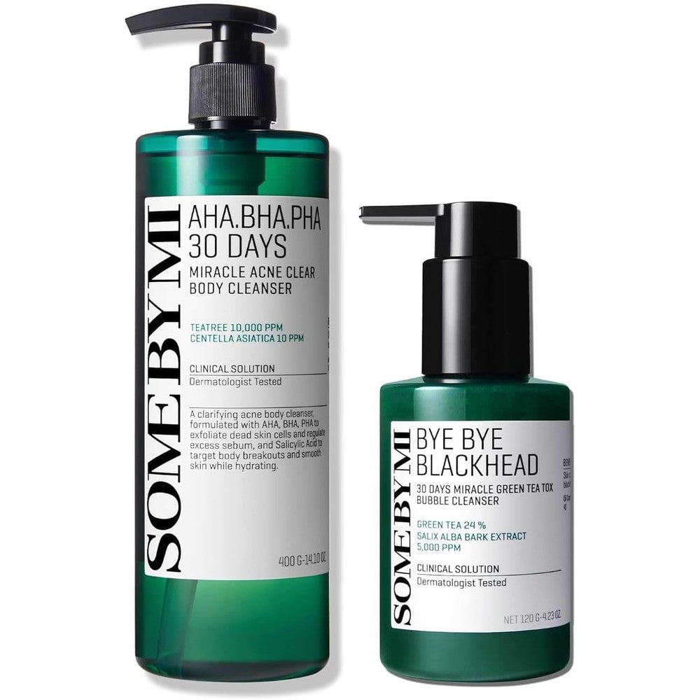 Some By Mi Miracle bubble face wash and body cleanser set front view for clear skin