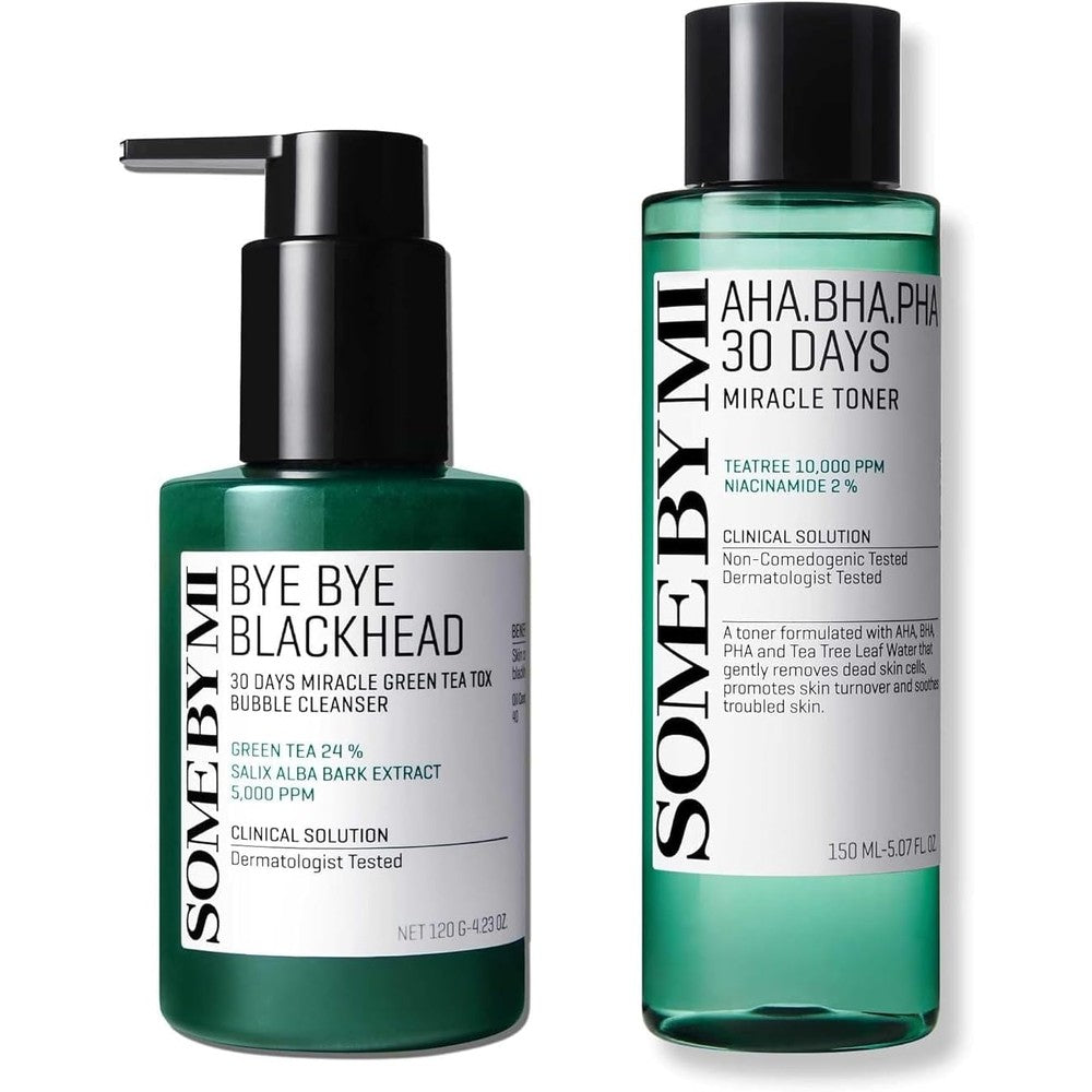 Some By Mi AHA BHA PHA 30 Days Miracle Toner and Bubble Cleanser set front view