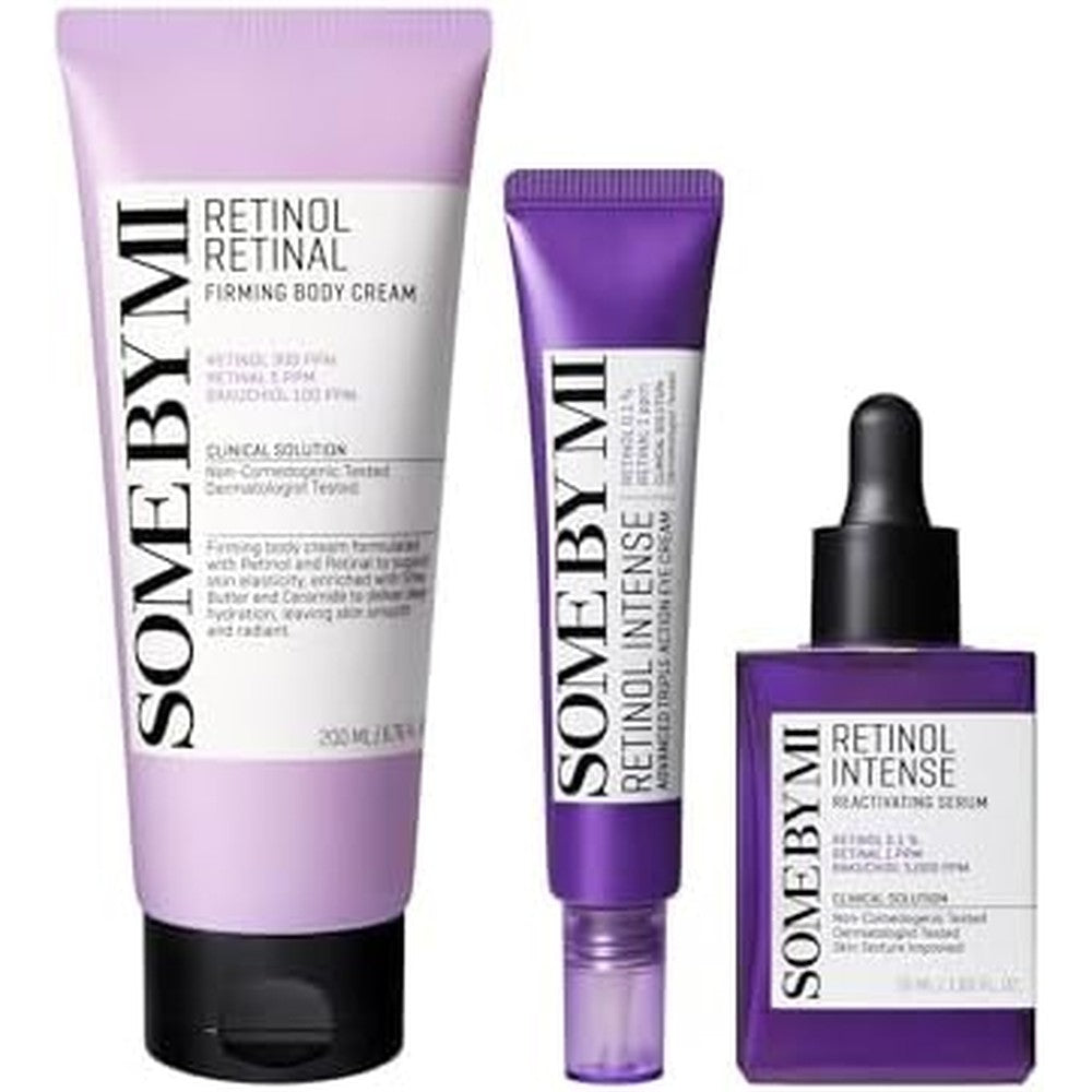 SOME BY MI Complete Retinol Routine Set front view showing three premium anti aging skincare products