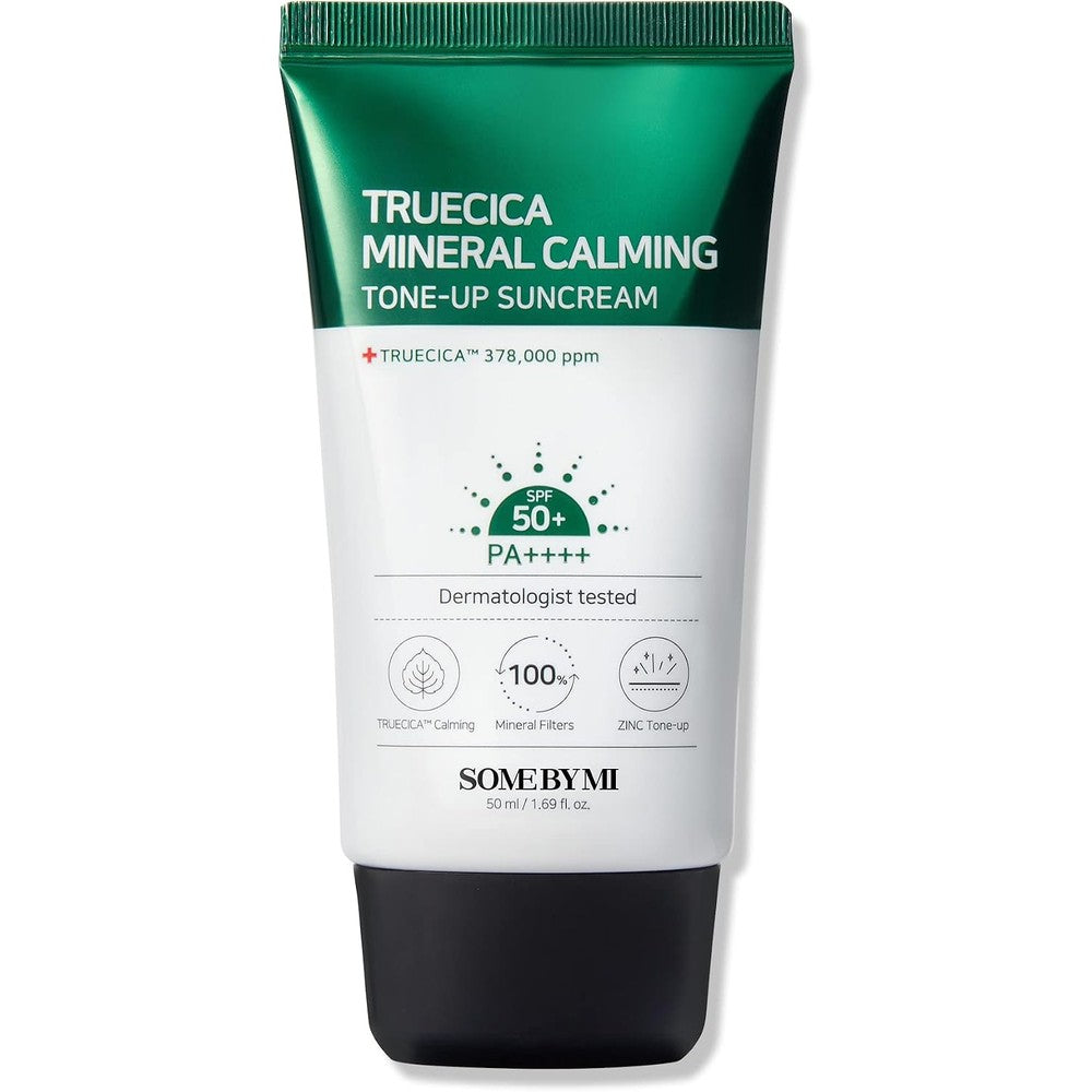 SOME BY MI Truecica Mineral Calming Tone-Up Suncream SPF50+ PA++++ Brightening And Soothing Mild UV Protection Sunscreen For Sensitive Skin 50ml