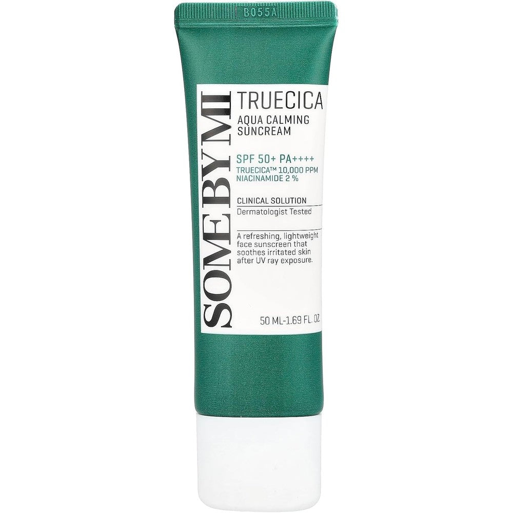Some By Mi Truecica Aqua Calming Suncream SPF50+ PA++++ Lightweight Hydrating Mineral Sunscreen For Sensitive Skin 1.69 Fluid Ounce