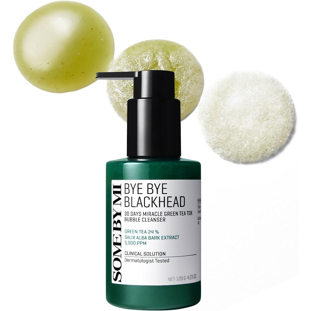 Some By Mi Bye Bye Blackhead 30 Days Miracle Green Tea Tox Bubble Cleanser Pore Minimizing Korean Face Wash And Mask 120 Grams