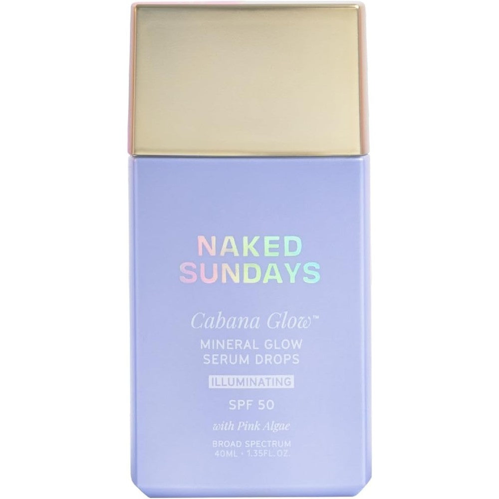 Naked Sundays CabanaGlow Illuminating Tinted Sunscreen Serum Drops SPF 50 Hydrating Mineral Face Sunscreen 1.35 Fluid Ounce