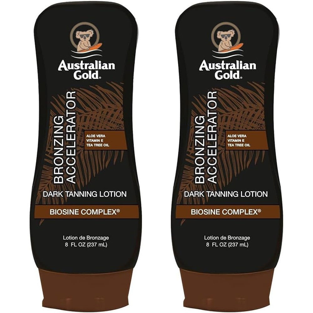 Australian Gold Dark Tanning Lotion with Bronzing Accelerator front bottle view