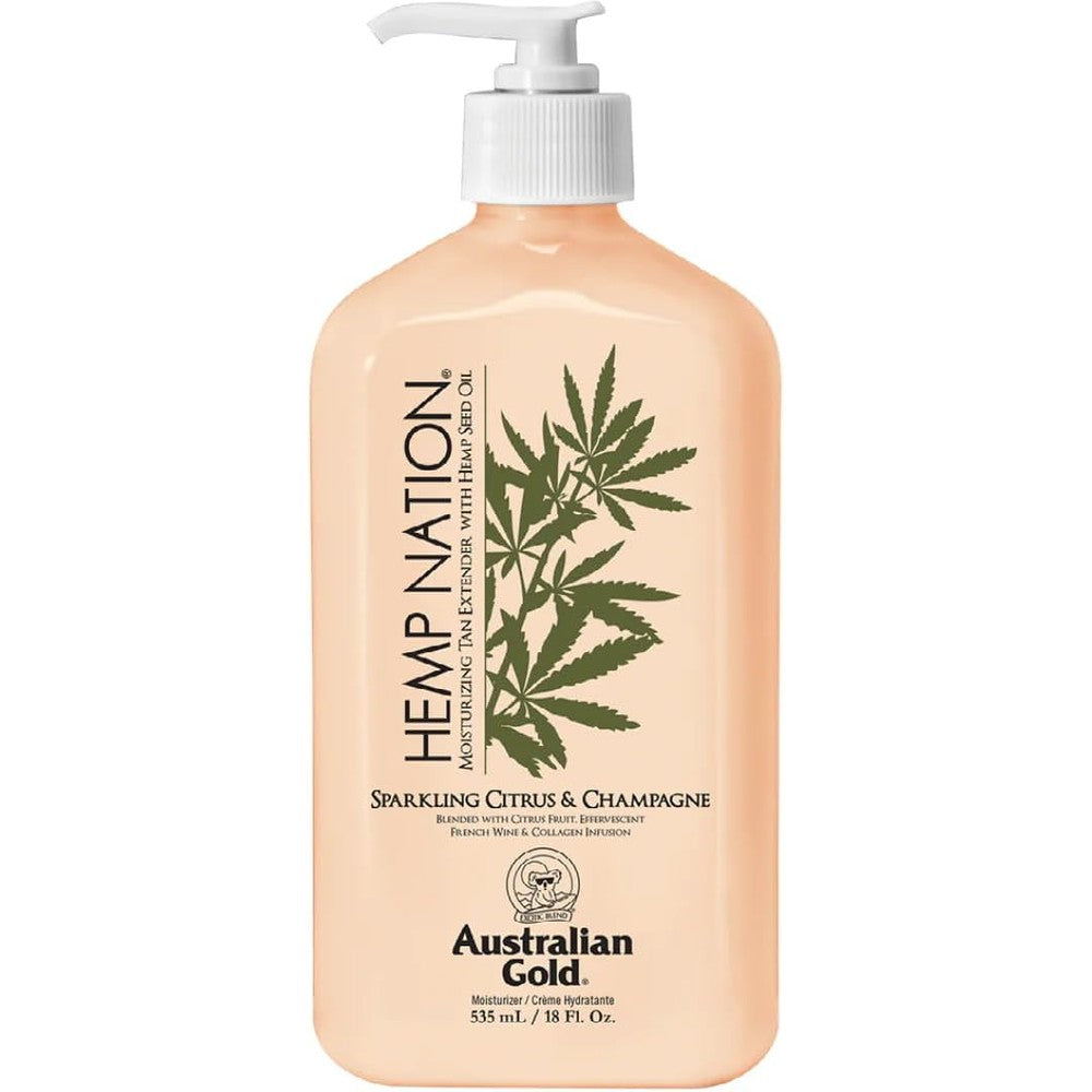Australian Gold Hemp Nation Sparkling Citrus and Champagne Tan Extender front view bottle