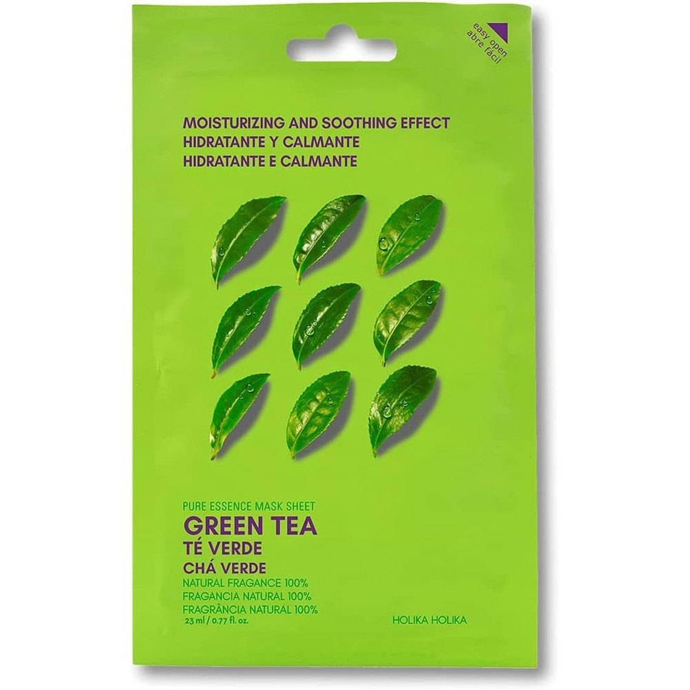 Holika Holika Pure Essence Green Tea Mask Sheets pack front view for hydration