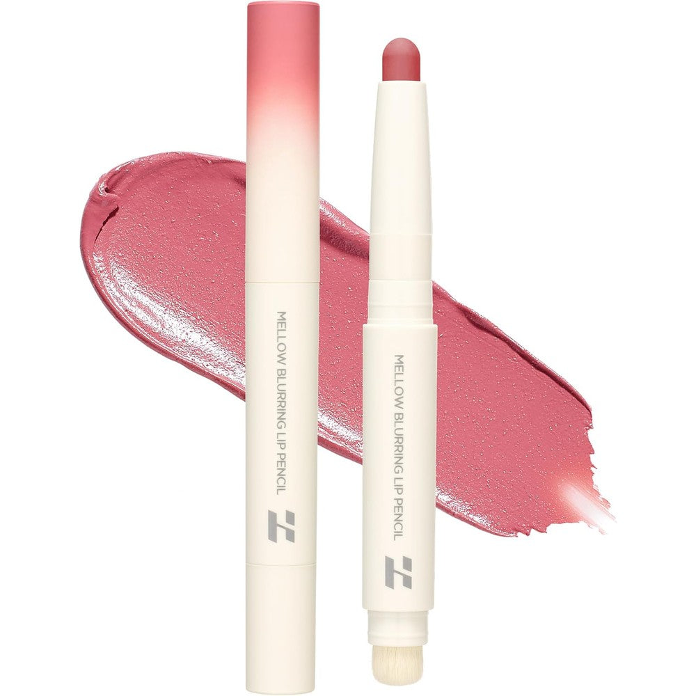 HOLIKA HOLIKA Mellow Blurring Lip Pencil 04 Overripe front view showing the 6mm wide tip and sleek packaging.