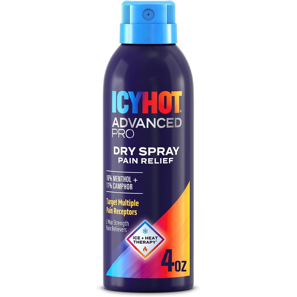 Icy Hot Advanced PRO Pain Relief Dry Spray Maximum Strength Formula With Menthol And Camphor Four Ounce