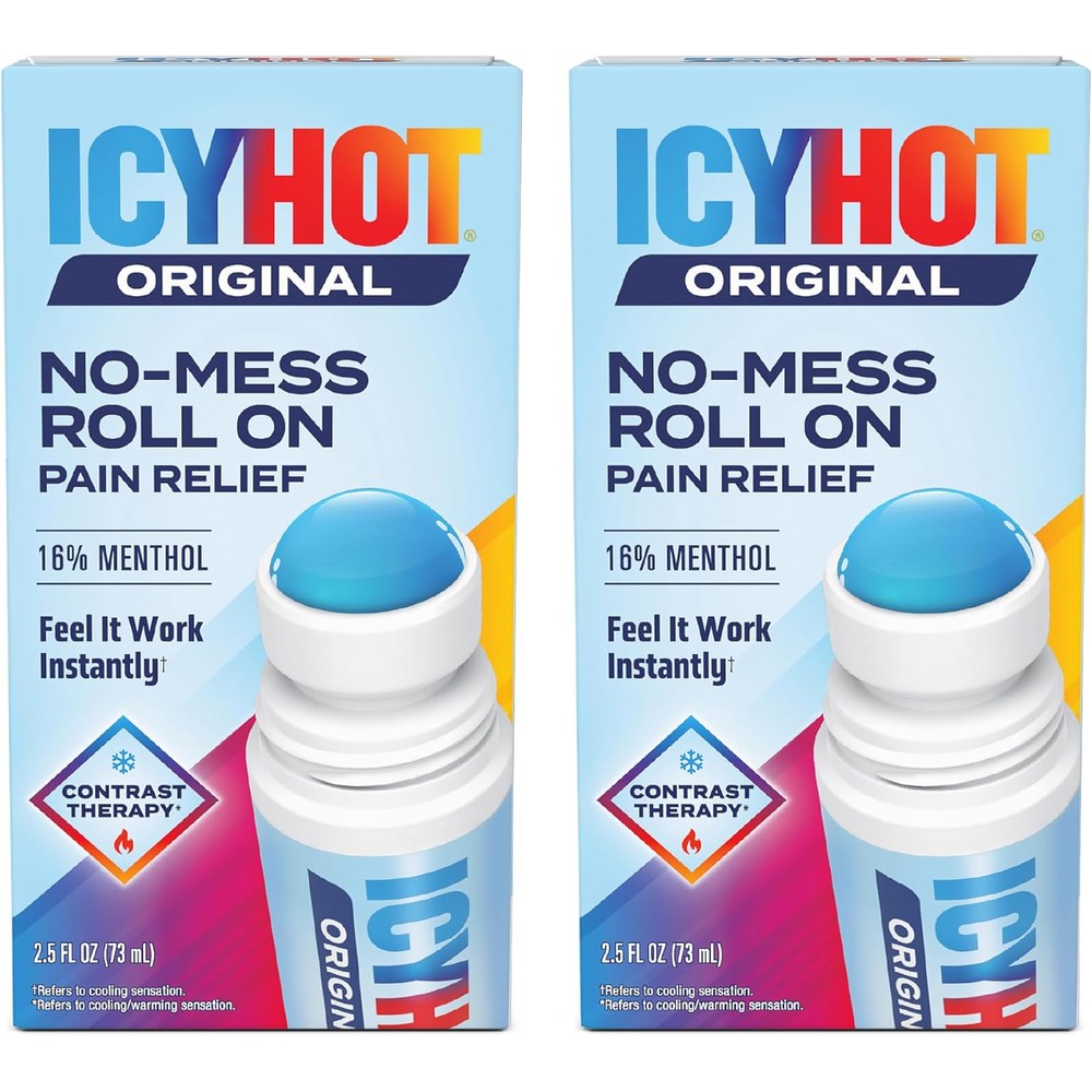 Icy Hot Original Medicated Pain Relief Liquid With No Mess Applicator Maximum Strength Menthol Two Pack Two Point Five Fluid Ounces