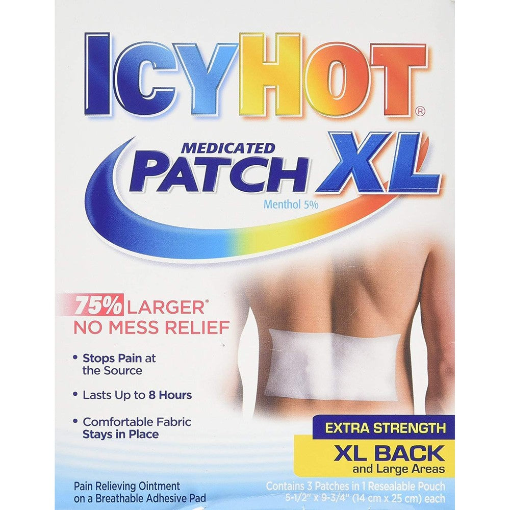 Icy Hot Medicated Pain Relief Patch Extra Large For Back And Large Areas 3 Count