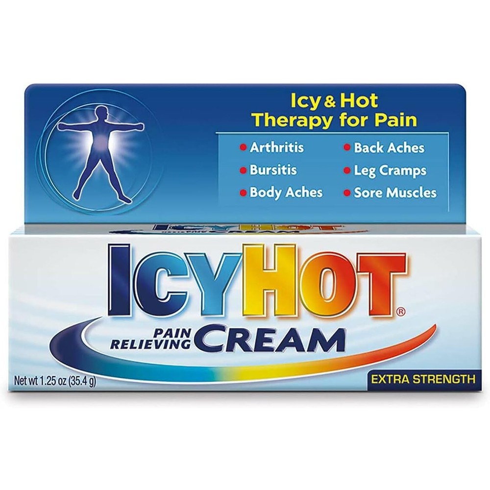 Icy Hot Extra Strength Pain Relieving Cream 1.25 Ounce Dual Action Formula 2 Pack