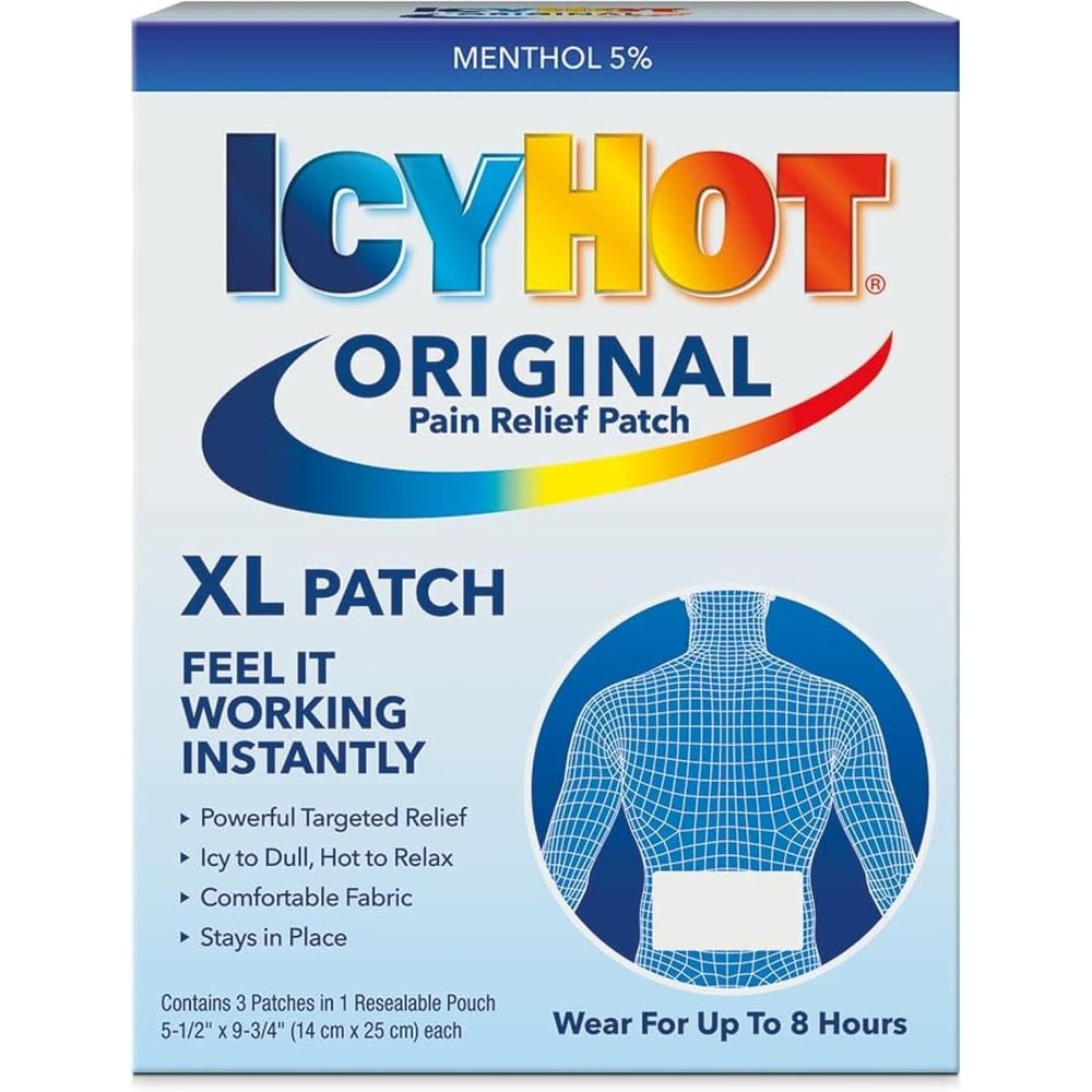Icy Hot Medicated Patches Extra Strength Extra Large Back Pain Relief Patches Three Count Per Box Pack Of Ten Boxes