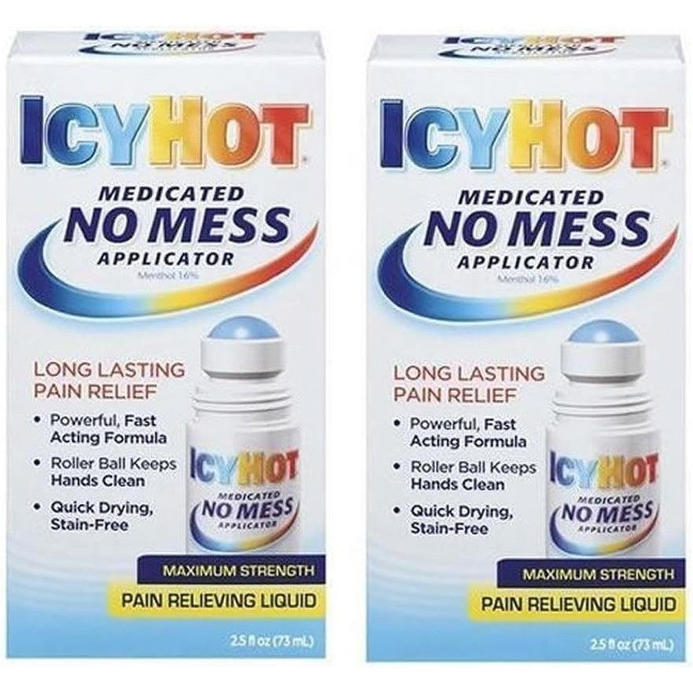 Icy Hot Medicated No Mess Applicator Max Strength Pain Relieving Liquid 2.5 Fluid Ounce Pack Of 2