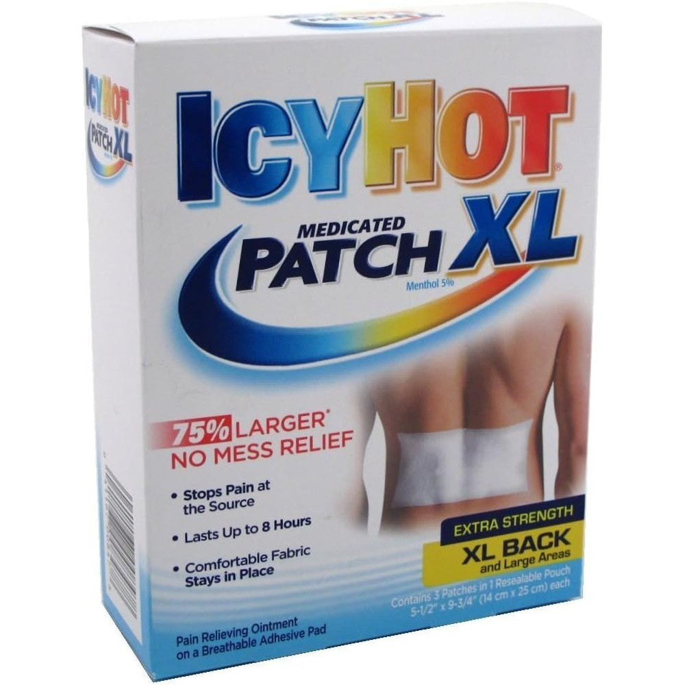 Icy Hot Medicated Patch Extra Large Extra Strength For Back And Large Areas 3 Count Per Box