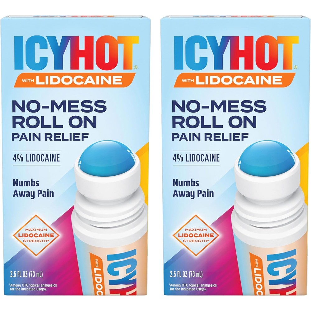 Icy Hot Maximum Strength Lidocaine No Mess Pain Relief Liquid With No Mess Applicator Two Pack Two Point Five Ounces Per Bottle
