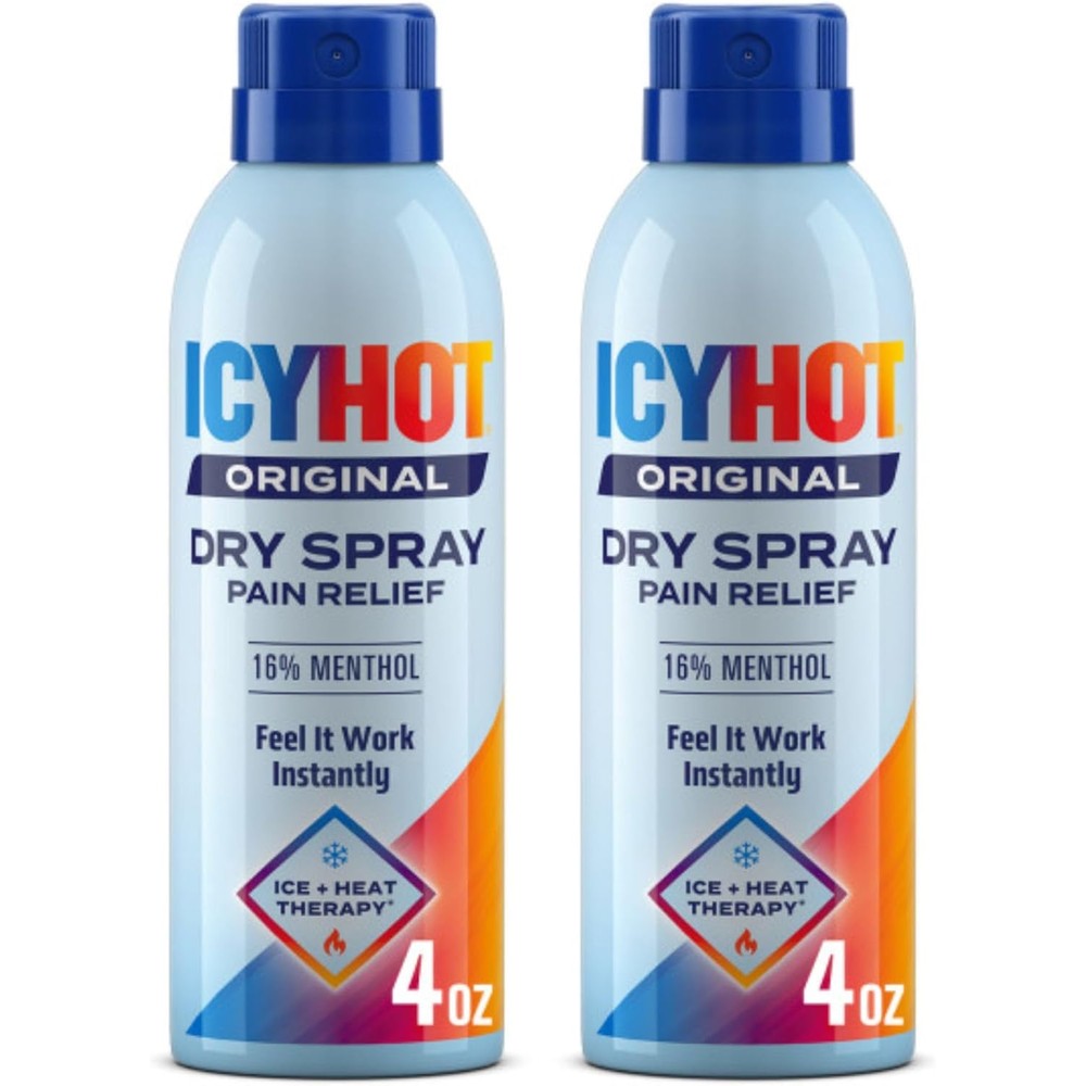 Icy Hot Original Pain Relief Dry Spray With 16 Percent Menthol Fast Acting Muscle And Joint Pain Therapy 4 Ounce Pack Of 2