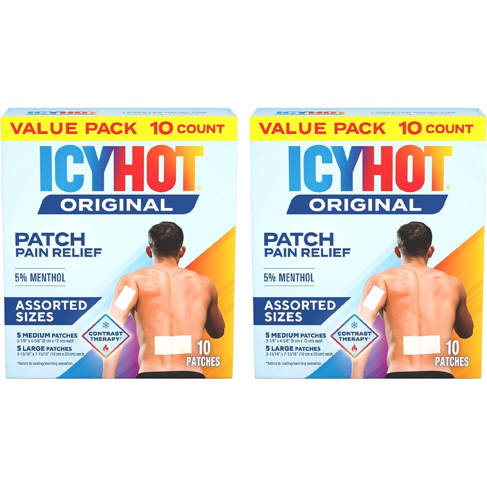 Icy Hot Original Pain Relief Patch Variety Pack With Five Percent Cooling Menthol For Fast Acting Muscle And Joint Pain Relief Ten Count Two Pack