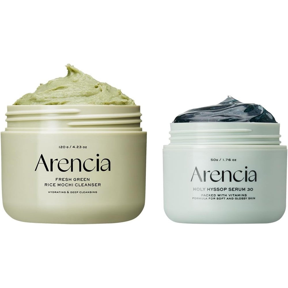 Arencia Glass Skin Care Duo featuring rice mochi cleanser and hyssop serum