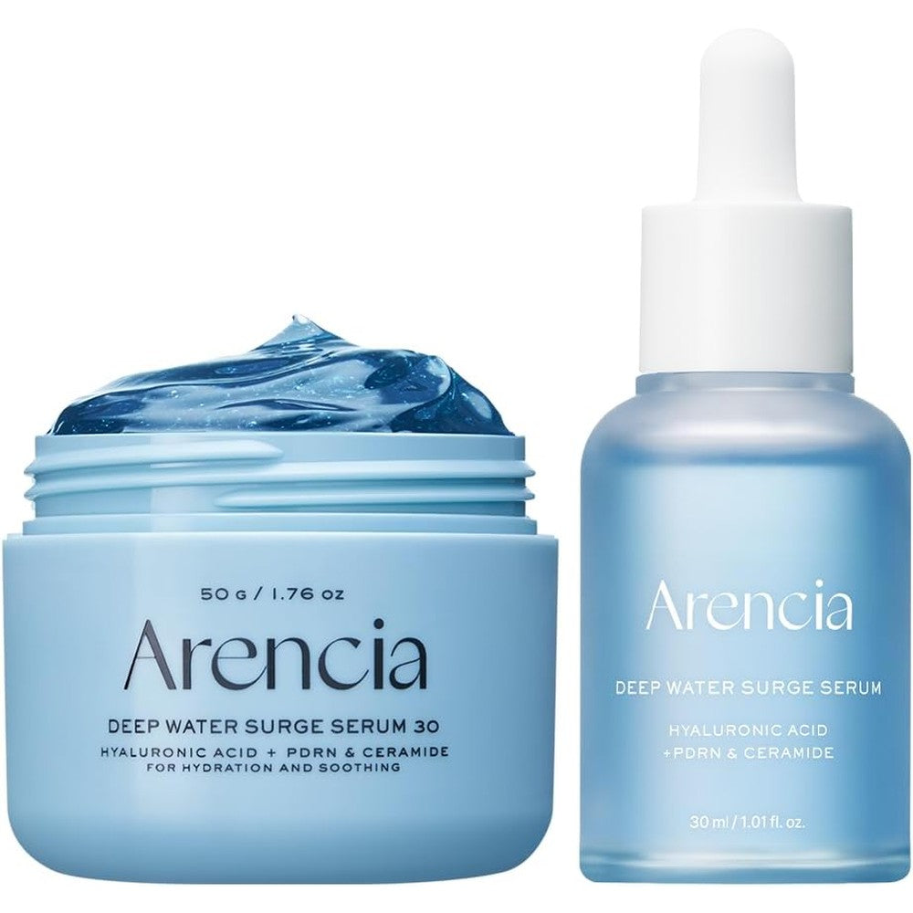 Arencia Deep Water Surge Serum bottle front view for glass skin
