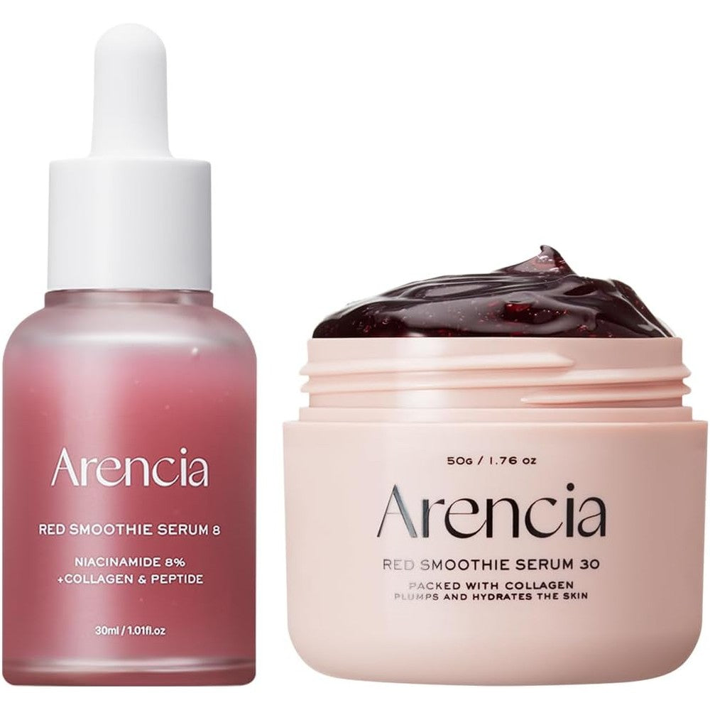 Arencia Red Collagen Serum Duo front view and packaging