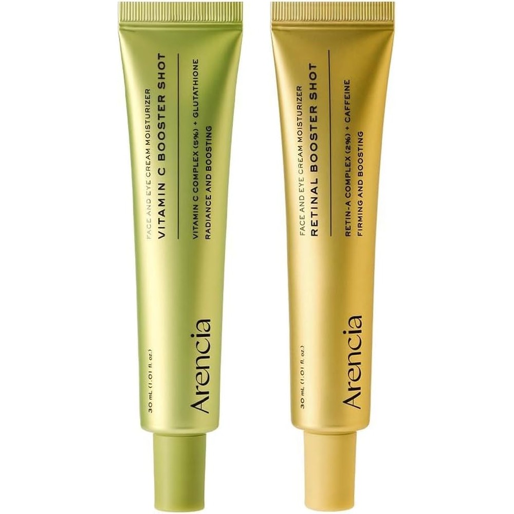 Arencia Vitamin C and Retinal Booster Serum Duo bottles front view