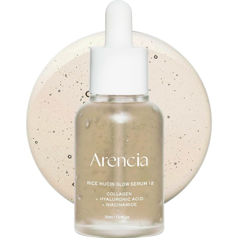 Arencia Rice Mucin Glow Serum glass bottle front view