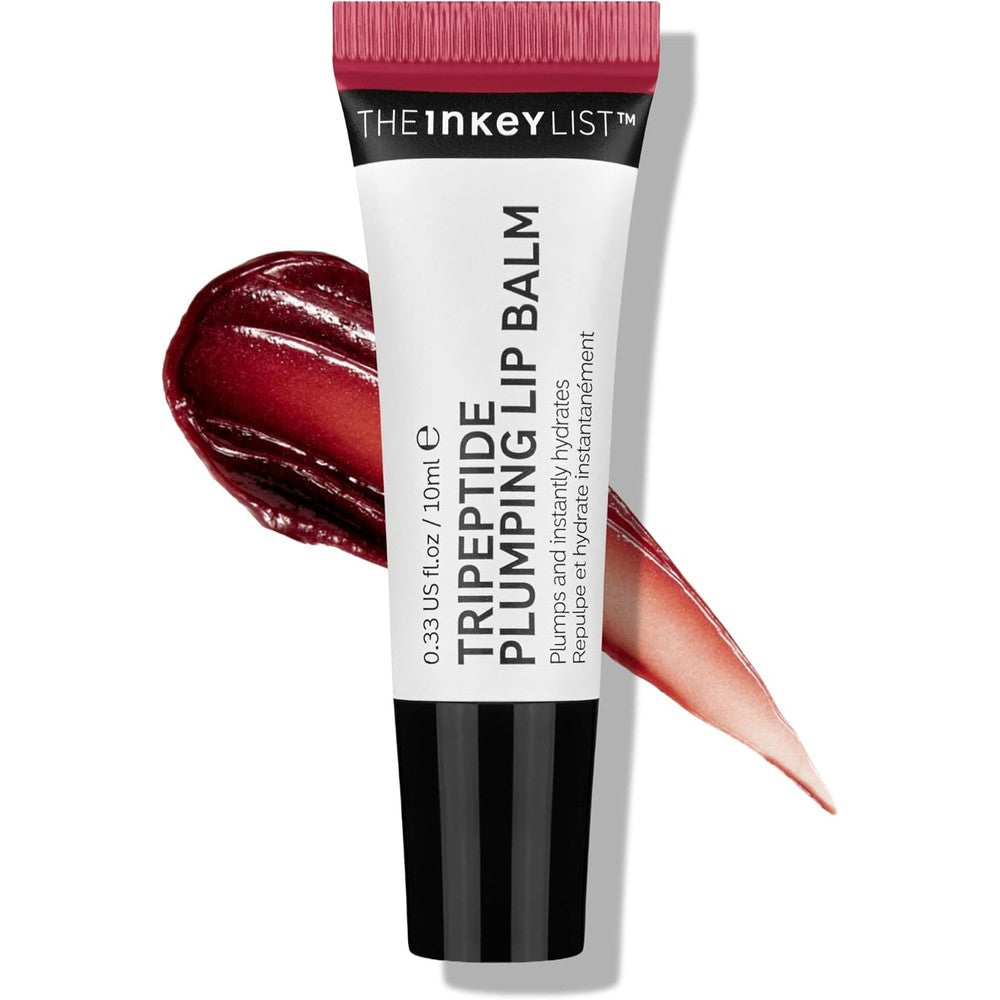 The INKEY List Tripeptide Plumping Lip Balm Berry Tint 10ml front view showing packaging.