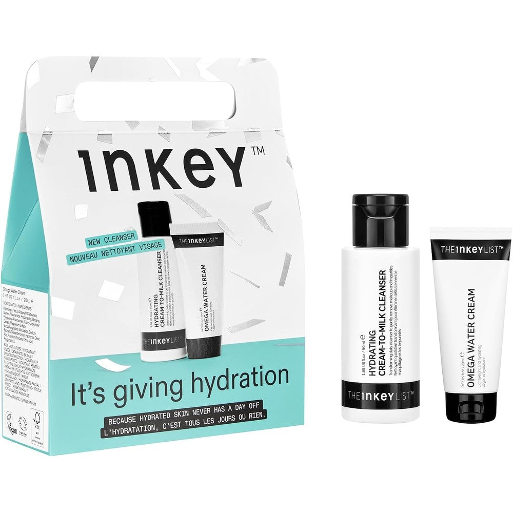 The INKEY List It Is Giving Hydration Gift Set front view of product packaging box