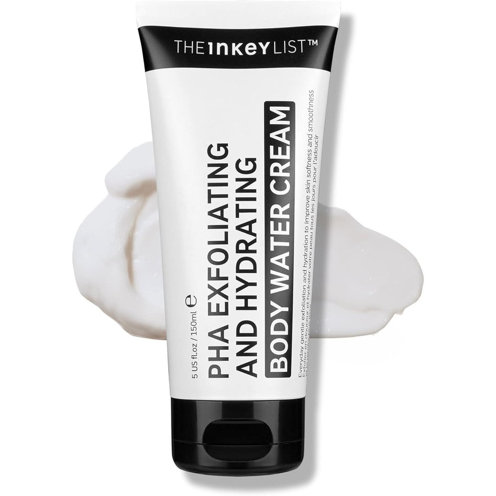 The INKEY List PHA Body Water Cream 150ml front view of the squeeze tube packaging