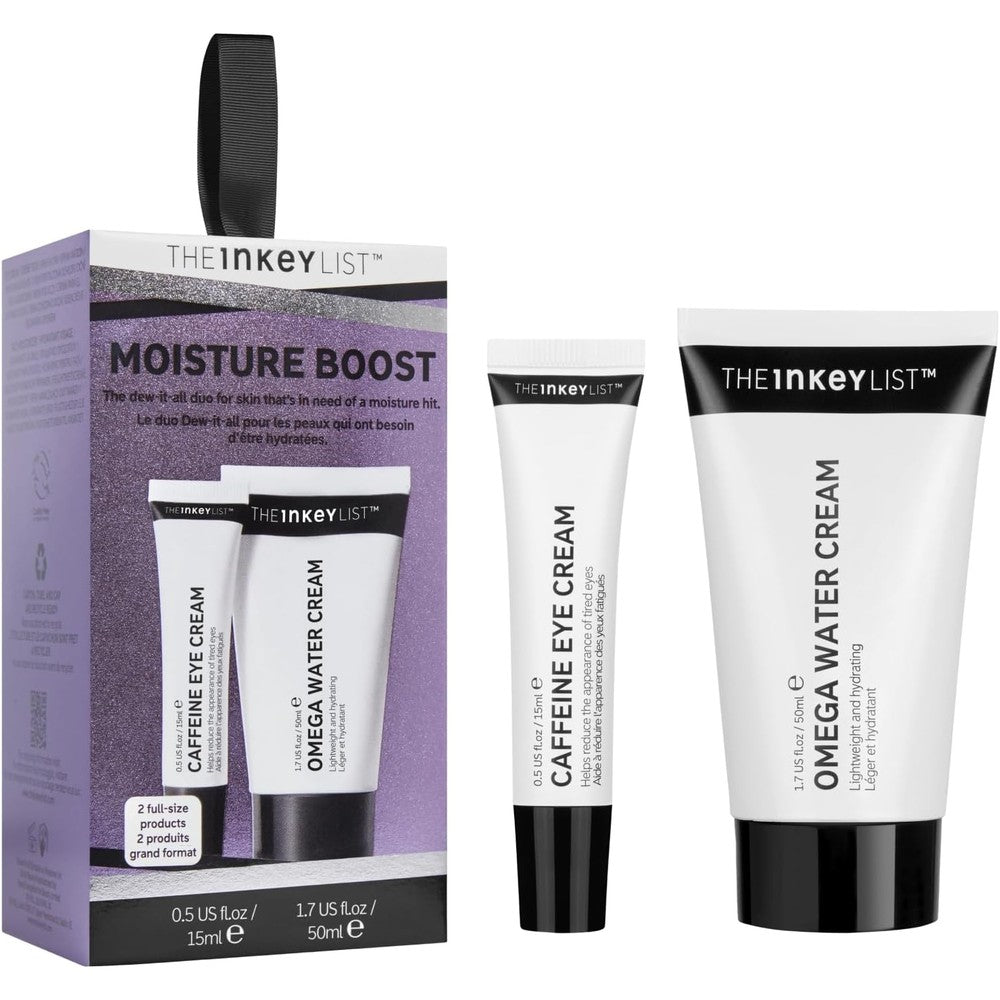 The INKEY List Moisture Boost Holiday Kit front view packaging showing the complete hydration skincare duo.