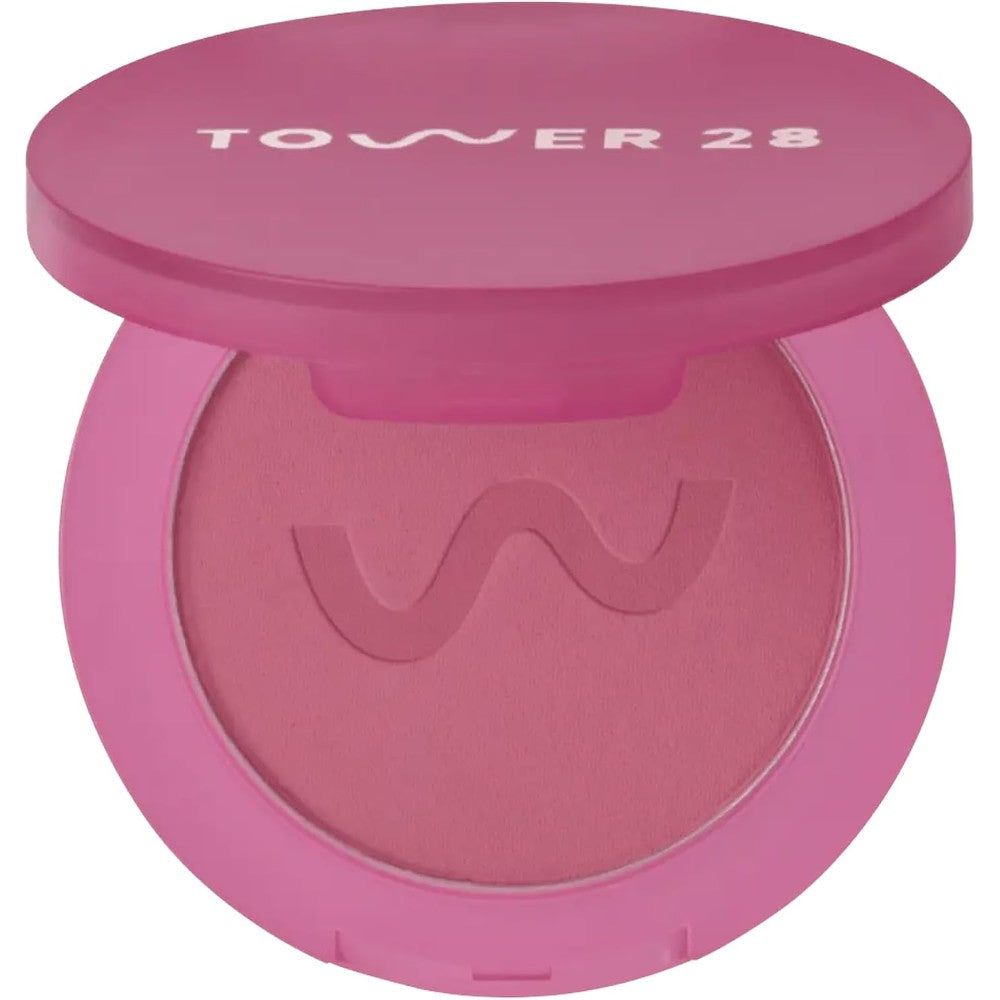 Tower 28 GetSet Matte Powder Blush front view showcasing the wave pressed design