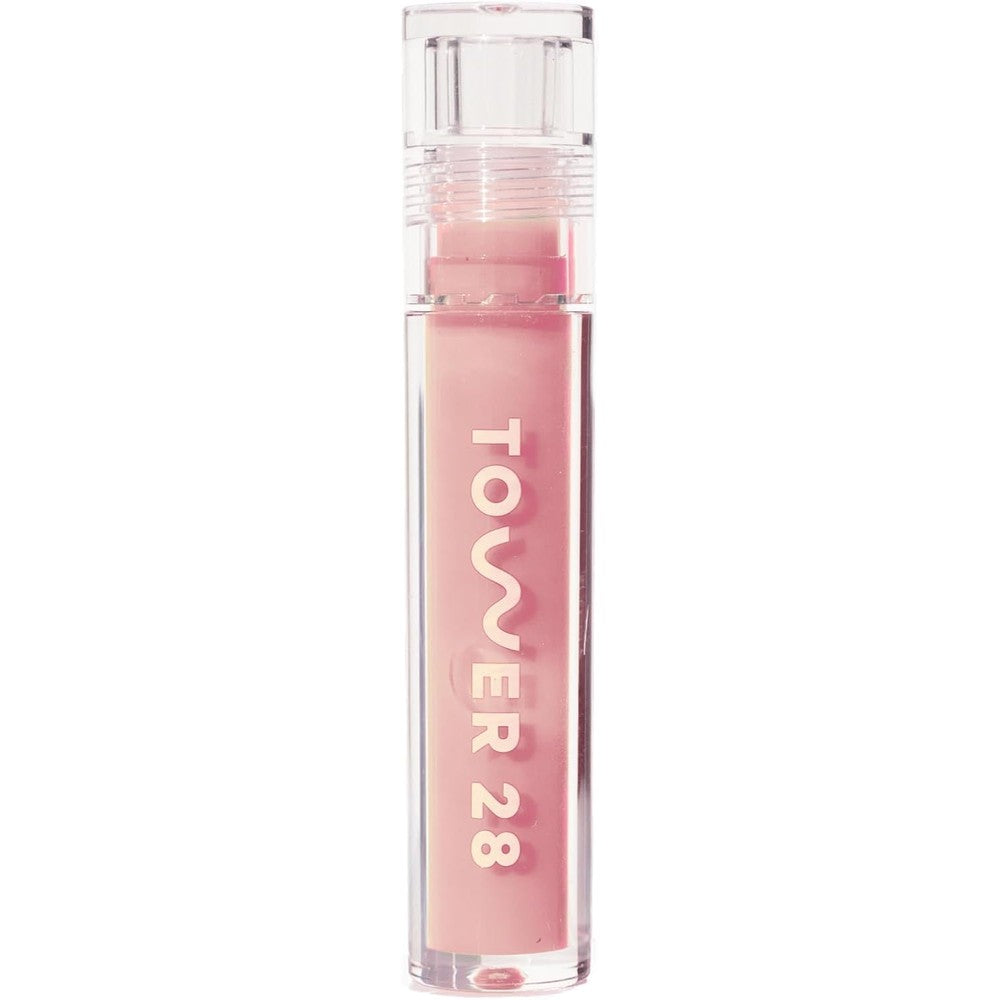 Tower 28 ShineOn Lip Gloss Jelly Hydrating Tinted Lip Balm Oat Peachy Pink 0.13 Fluid Ounce