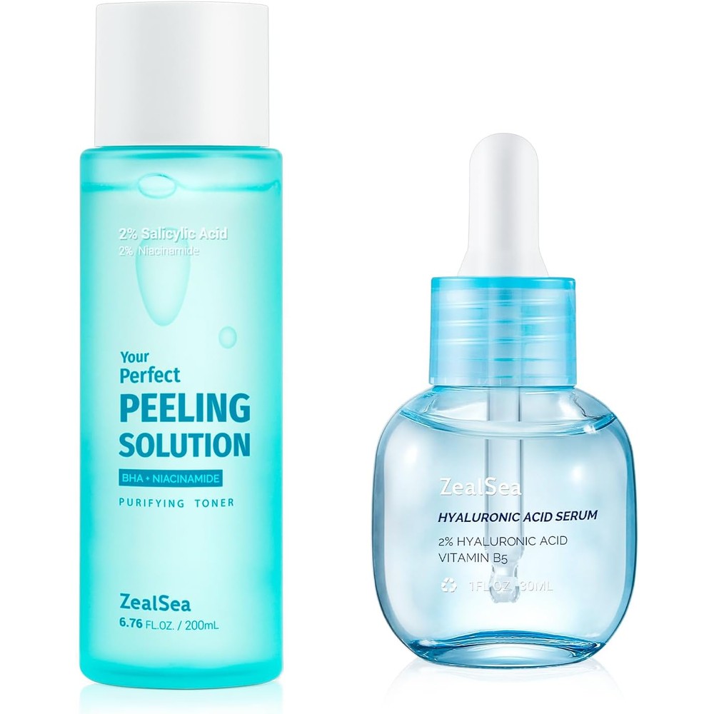 ZealSea Salicylic Acid Toner and Hyaluronic Acid Serum skincare bundle front view