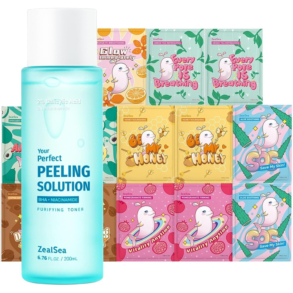 ZealSea Salicylic Acid Toner and Face Masks Bundle front view showing the product packaging.