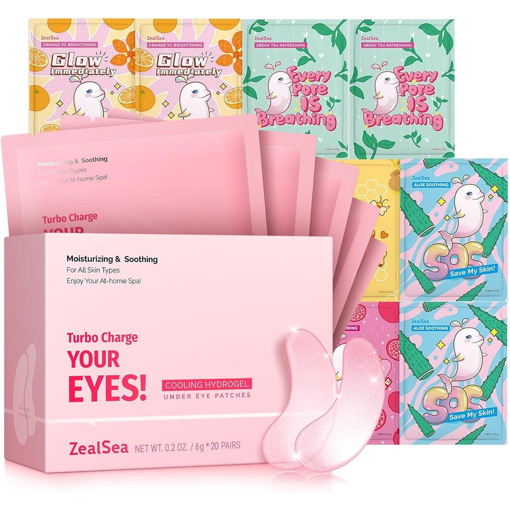 ZealSea Eye Patches and Face Masks Bundle front view showing full product packaging