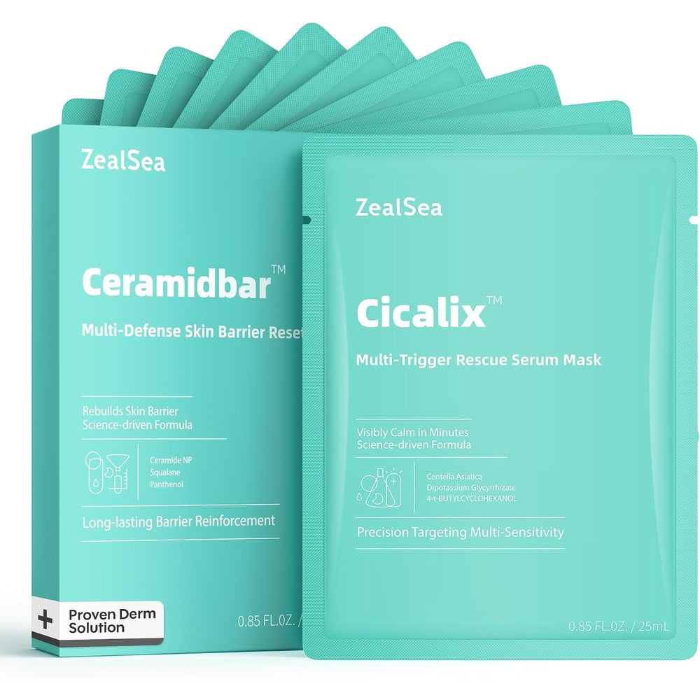 ZealSea Cicalix Face Masks Skincare Set front view pack of ten for sensitive skin