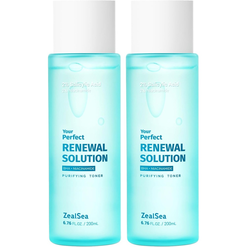 ZealSea 2% Salicylic Acid Toner For Face With 2% Niacinamide BHA Liquid Exfoliant For Blackheads And Enlarged Pores 6.76 Fluid Ounce Pack Of 2
