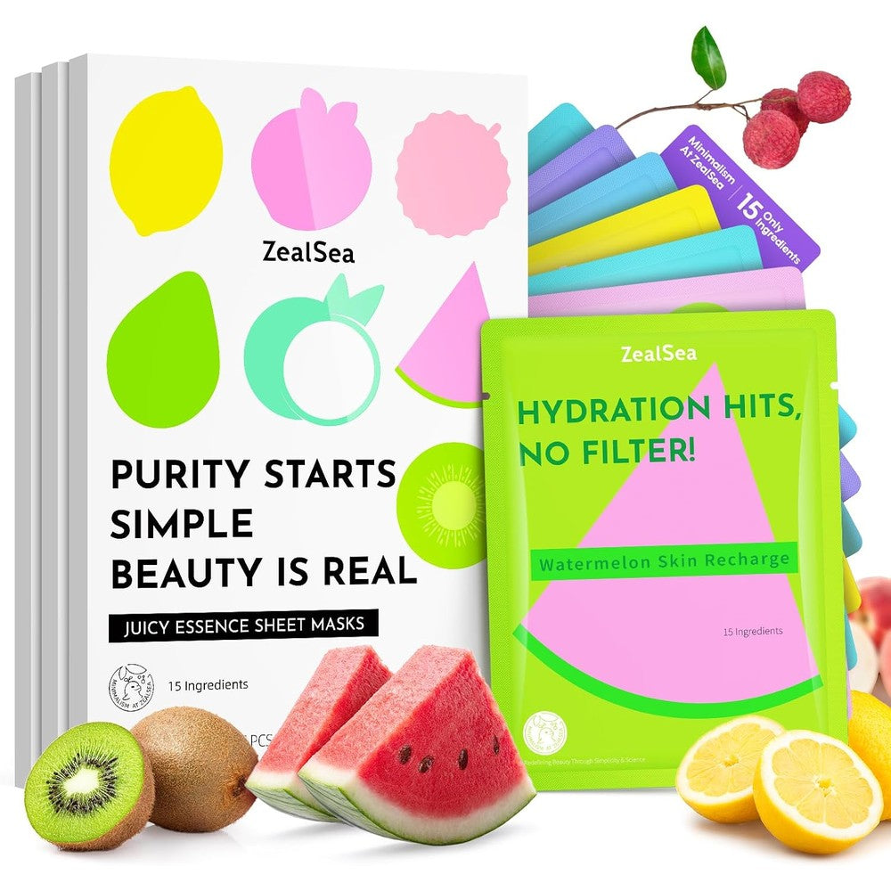 ZealSea Clean Beauty Face Sheet Masks front view package showcasing vibrant dopamine color design.